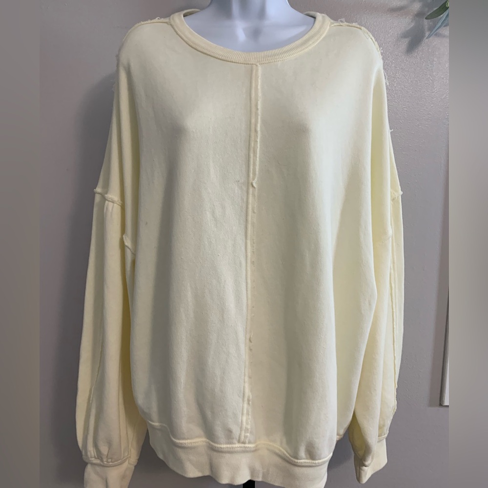Free People Cream Oversized Sweatshirt